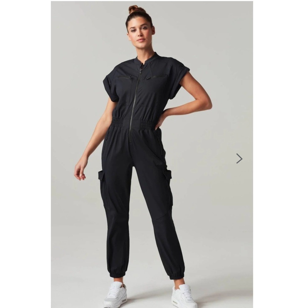 Blanc Noir Mastermind Jumpsuit Women M Black Cargo Utility Short Sleeve